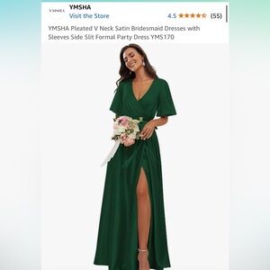 Amazon satin emerald green bridesmaid dress